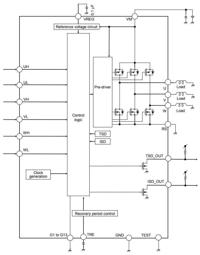 Application Circuit Diagram - Toshiba TB67Z800FTG Half-Bridge Driver
